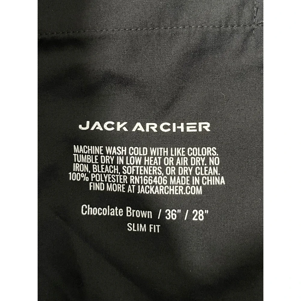 Jack Archer Jetsetter Pants Men's 36x28  Chocolate Brown Slim Fit Tech Chin EUC